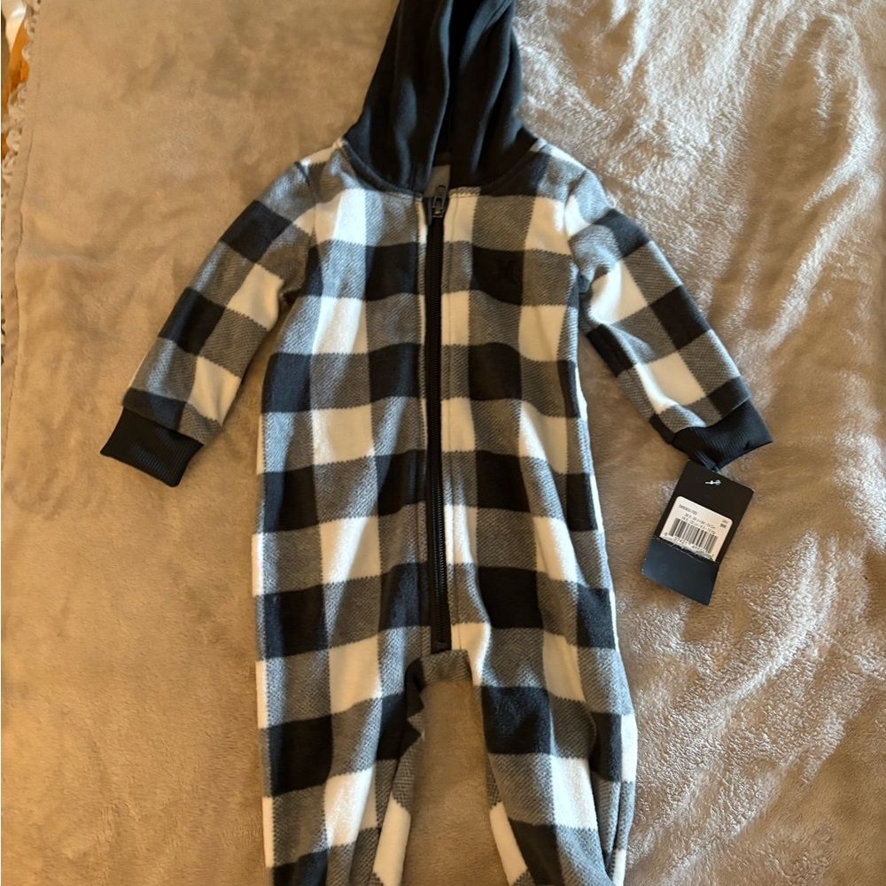 Plaid Hooded Kids One Piece. New with tags.